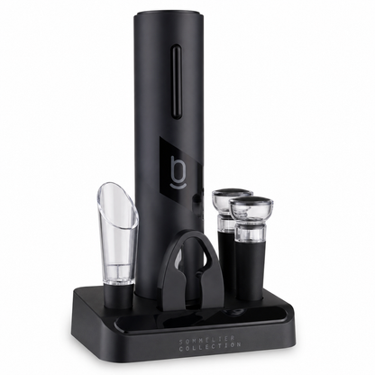 Kit Abridor de Vinhos Elétrico Saca-Rolhas Biscuitt Oak USB 4 em 1 – Sommelier Collection