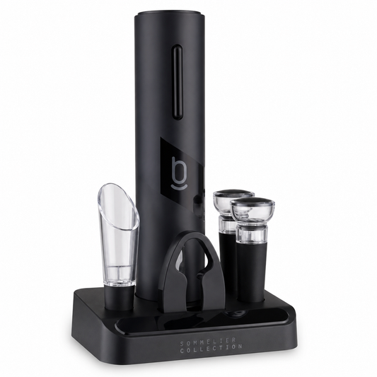 Kit Abridor de Vinhos Elétrico Saca-Rolhas Biscuitt Oak USB 4 em 1 – Sommelier Collection