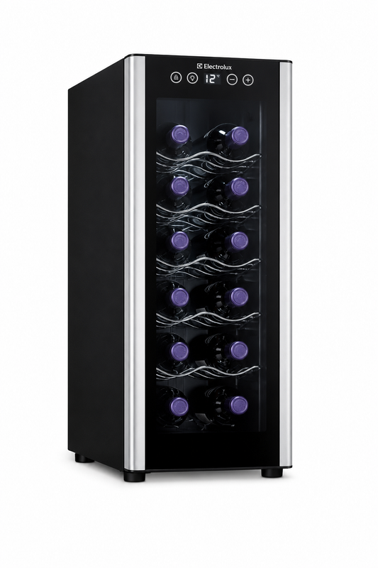 Adega Electrolux 12 garrafas Uma Porta Acabamento em Alumínio (ACB12)